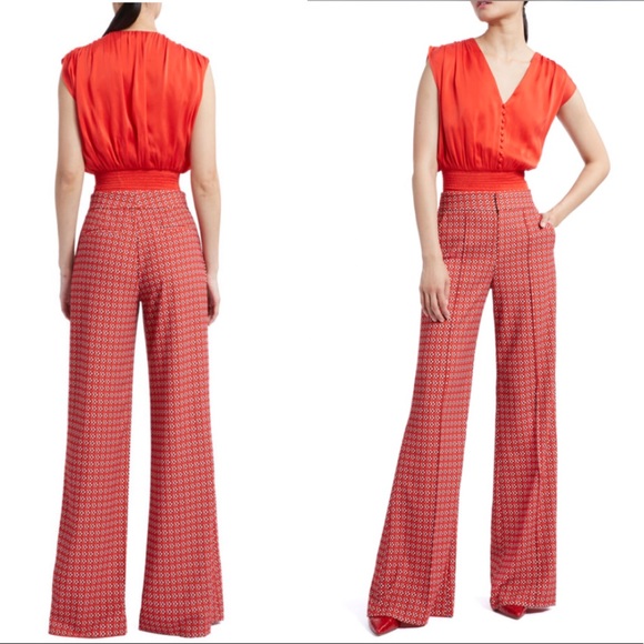 Alice + Olivia Pants - Alice + Olivia Red Wide Leg Jumpsuit